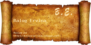 Balog Ervina névjegykártya